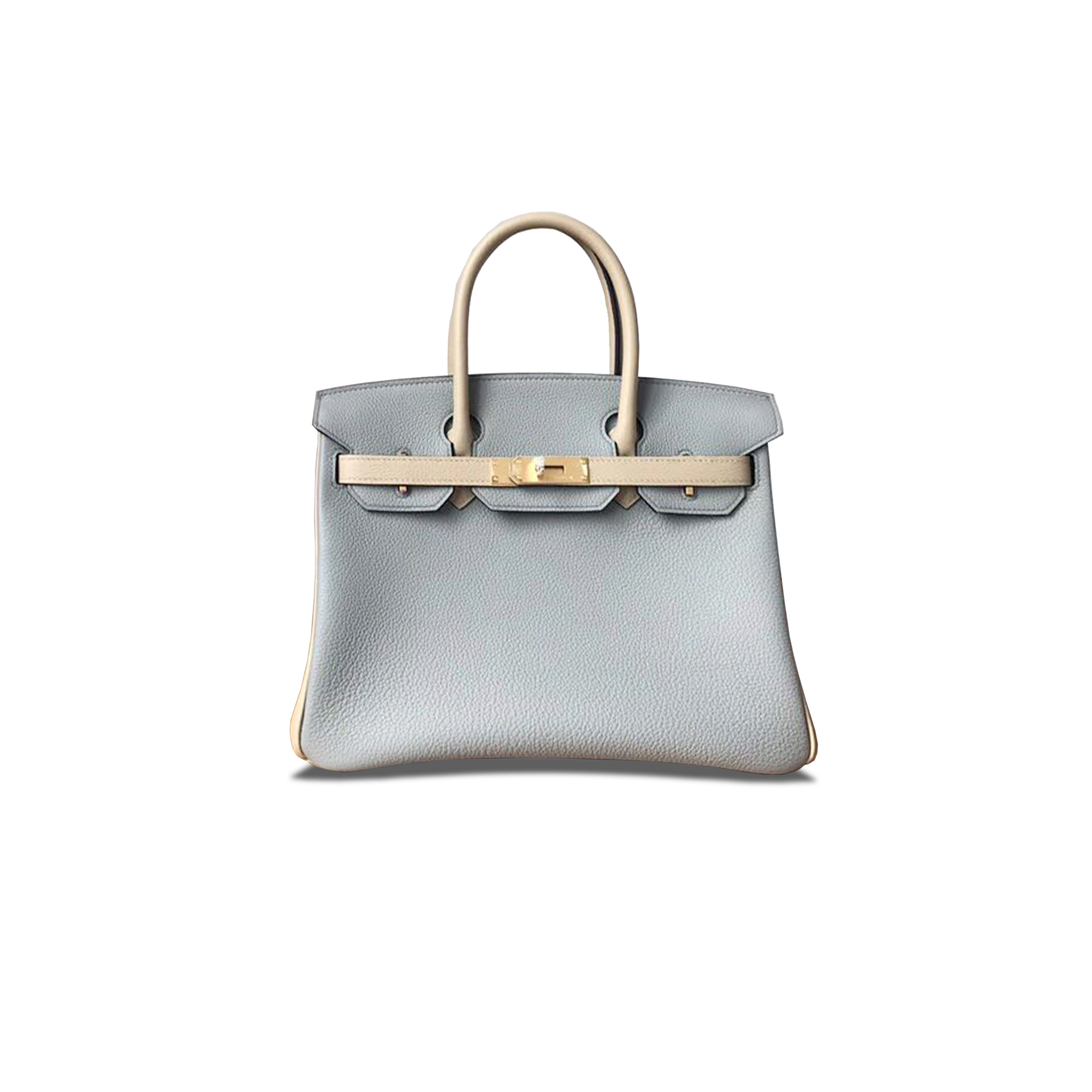 H**mes master birkin 25 epsom seagull grey and milkshake white with gold buckle h028369ck12 (25*18*13cm)